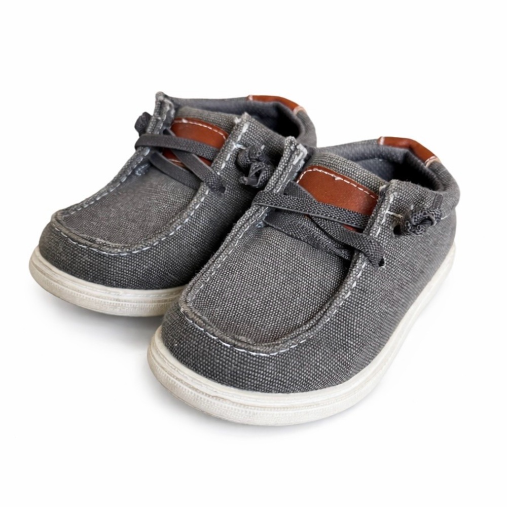 Max + Jake Buddy Toddler Slip On Shoes Size 7M Gray Canvas Casual Boat Shoe